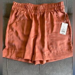 Orange Satin Shorts